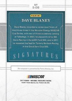 2017 Panini National Treasures - Signatures Holo Silver #S-DB Dave Blaney Back
