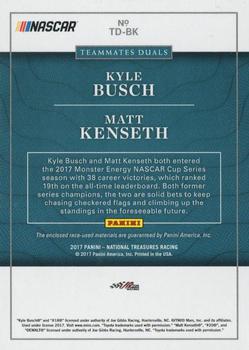 2017 Panini National Treasures - Teammates Duals #TD-BK Kyle Busch / Matt Kenseth Back