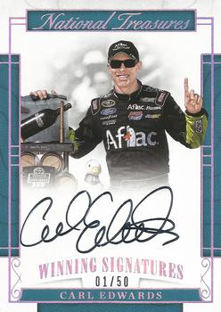 2017 Panini National Treasures - Winning Signatures Holo Silver #WS-CE Carl Edwards Front