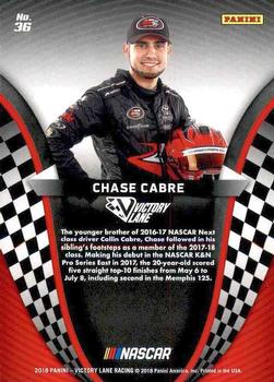 2018 Panini Victory Lane #36 Chase Cabre Back