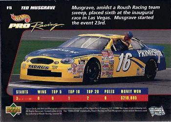 1998 Upper Deck Hot Wheels Pro Racing #F5 Ted Musgrave Back