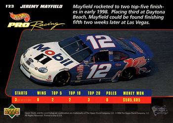1998 Upper Deck Hot Wheels Pro Racing #F23 Jeremy Mayfield Back