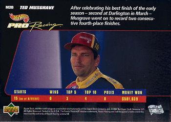 1998 Upper Deck Hot Wheels Pro Racing Preview Edition #M20 Ted Musgrave Back