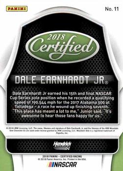2018 Panini Certified #11 Dale Earnhardt Jr Back