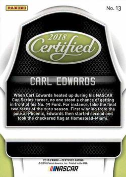 2018 Panini Certified #13 Carl Edwards Back