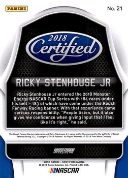 2018 Panini Certified #21 Ricky Stenhouse Jr. Back