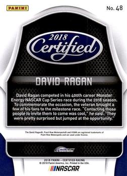 2018 Panini Certified #48 David Ragan Back