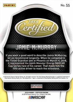 2018 Panini Certified #55 Jamie McMurray Back