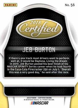 2018 Panini Certified #56 Jeb Burton Back