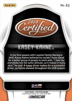 2018 Panini Certified #63 Kasey Kahne Back