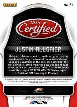 2018 Panini Certified #64 Justin Allgaier Back