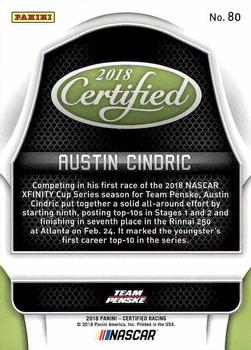 2018 Panini Certified #80 Austin Cindric Back