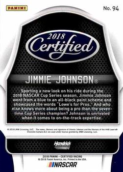 2018 Panini Certified #94 Jimmie Johnson Back