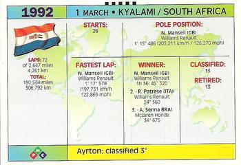 1994 PMC Ayrton Senna #128 Ayrton Senna Back