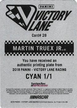 2018 Panini Victory Lane - Printing Plates Cyan #28 Martin Truex Jr. Back