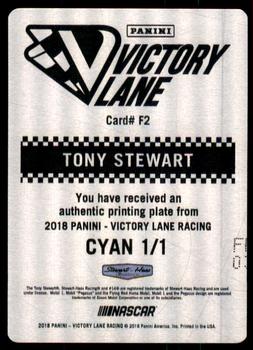 2018 Panini Victory Lane - Foundations Printing Plates Cyan #F2 Tony Stewart Back
