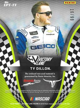 2018 Panini Victory Lane - Engineered to Perfection Triple Materials Green #EPT-TY Ty Dillon Back