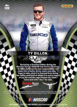 2018 Panini Victory Lane - Pedal to the Metal #49 Ty Dillon Back