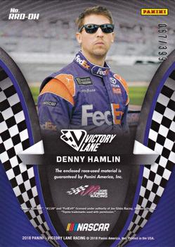 2018 Panini Victory Lane - Race Ready Dual Materials #RRD-DH Denny Hamlin Back