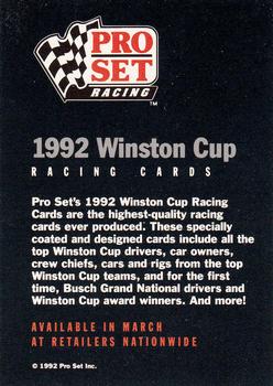 1992 Pro Set - Prototypes #NNO 1992 Winston Cup Racing Cards Back