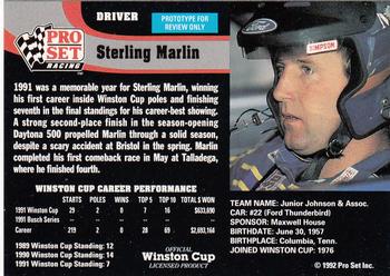 1992 Pro Set - Prototypes #NNO Sterling Marlin Back
