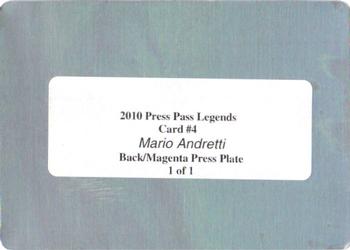 2010 Press Pass Legends - Press Plates Magenta Back #4 Mario Andretti Back