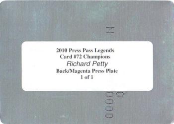 2010 Press Pass Legends - Press Plates Magenta Back #72 Richard Petty Back