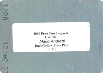 2010 Press Pass Legends - Press Plates Yellow Back #4 Mario Andretti Back