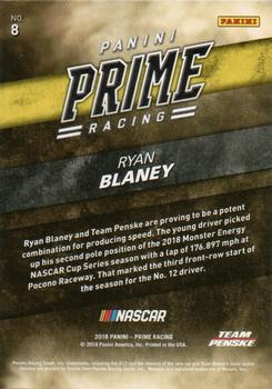 2018 Panini Prime #8 Ryan Blaney Back