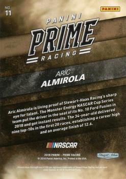 2018 Panini Prime #11 Aric Almirola Back
