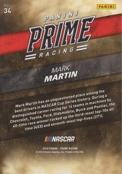 2018 Panini Prime #34 Mark Martin Back