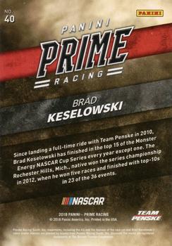 2018 Panini Prime #40 Brad Keselowski Back
