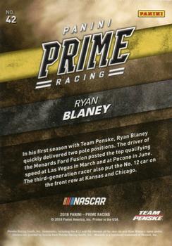 2018 Panini Prime #42 Ryan Blaney Back