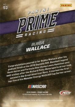 2018 Panini Prime #53 Bubba Wallace Back