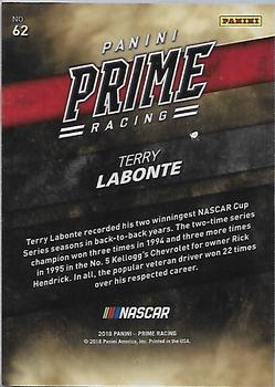 2018 Panini Prime #62 Terry Labonte Back