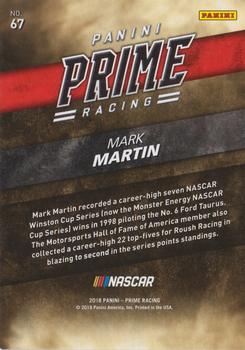 2018 Panini Prime #67 Mark Martin Back