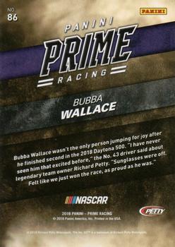 2018 Panini Prime #86 Bubba Wallace Back