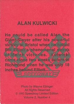 1992 Speedway Limited Edition Number 4 #NNO Alan Kulwicki Back