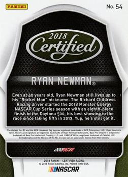 2018 Panini Certified - Orange #54 Ryan Newman Back