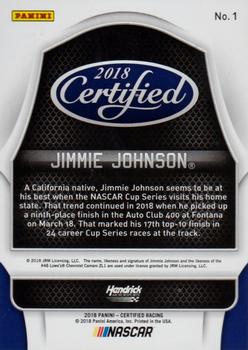 2018 Panini Certified - Red #1 Jimmie Johnson Back