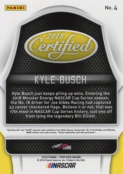 2018 Panini Certified - Red #4 Kyle Busch Back