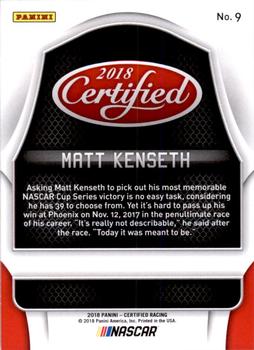 2018 Panini Certified - Red #9 Matt Kenseth Back