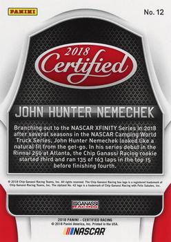 2018 Panini Certified - Red #12 John Hunter Nemechek Back