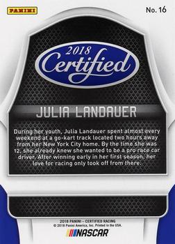 2018 Panini Certified - Red #16 Julia Landauer Back