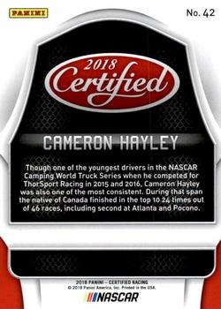 2018 Panini Certified - Red #42 Cameron Hayley Back