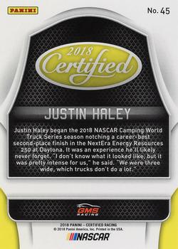 2018 Panini Certified - Red #45 Justin Haley Back