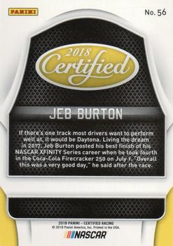 2018 Panini Certified - Red #56 Jeb Burton Back