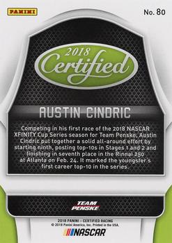 2018 Panini Certified - Red #80 Austin Cindric Back