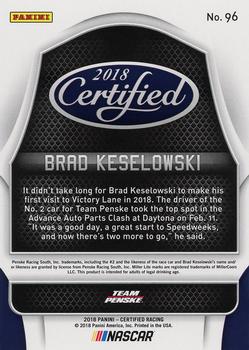 2018 Panini Certified - Red #96 Brad Keselowski Back