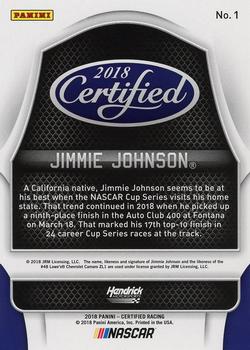 2018 Panini Certified - Blue #1 Jimmie Johnson Back